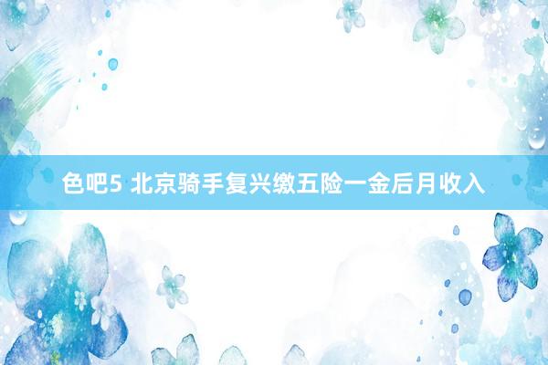 色吧5 北京骑手复兴缴五险一金后月收入