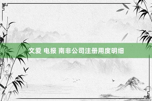 文爱 电报 南非公司注册用度明细