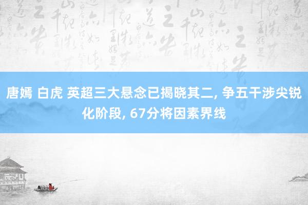 唐嫣 白虎 英超三大悬念已揭晓其二， 争五干涉尖锐化阶段， 67分将因素界线